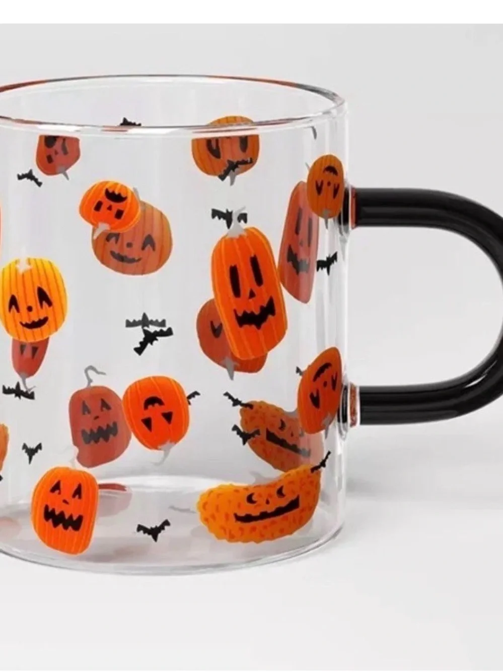 Target Halloween Jack-O'-Lantern Clear Glass Mug with Black Handle